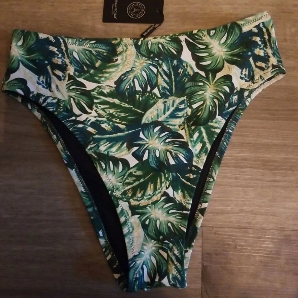 Relleciga Banana Leaf Palm Tree Print Bikini NWT Hipster Cheeky Sz. Small